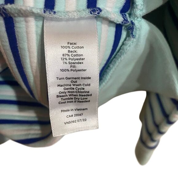 Talbots textured funnel neck pullover blue stripe sweatshirt NWT - Picture 8 of 9